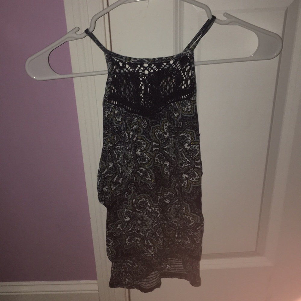 Floral high neck tank
